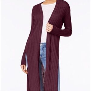 Free People Sweater Cardigan Long Sleeve Light Ribbed Burgundy Women Size Large